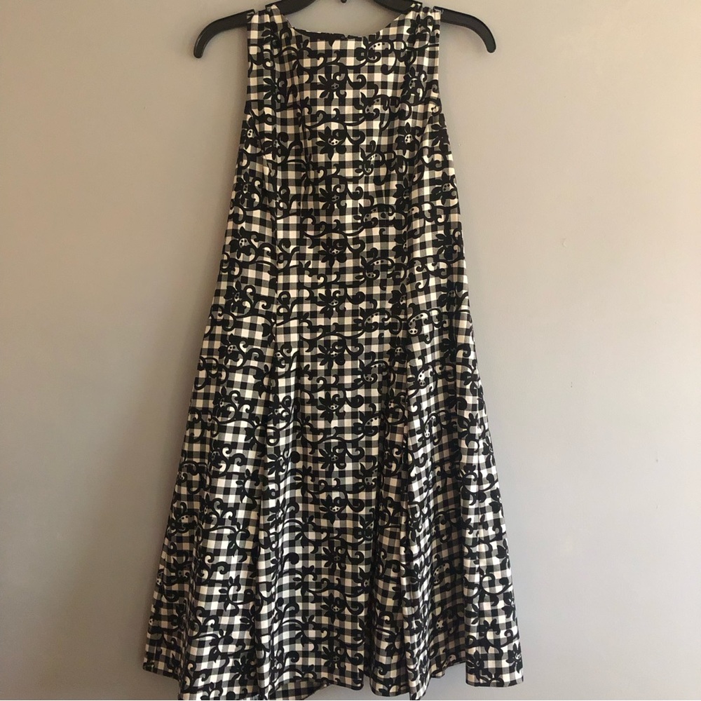 Black & white flower & check Brooks Brothers dress WITH POCKETS!